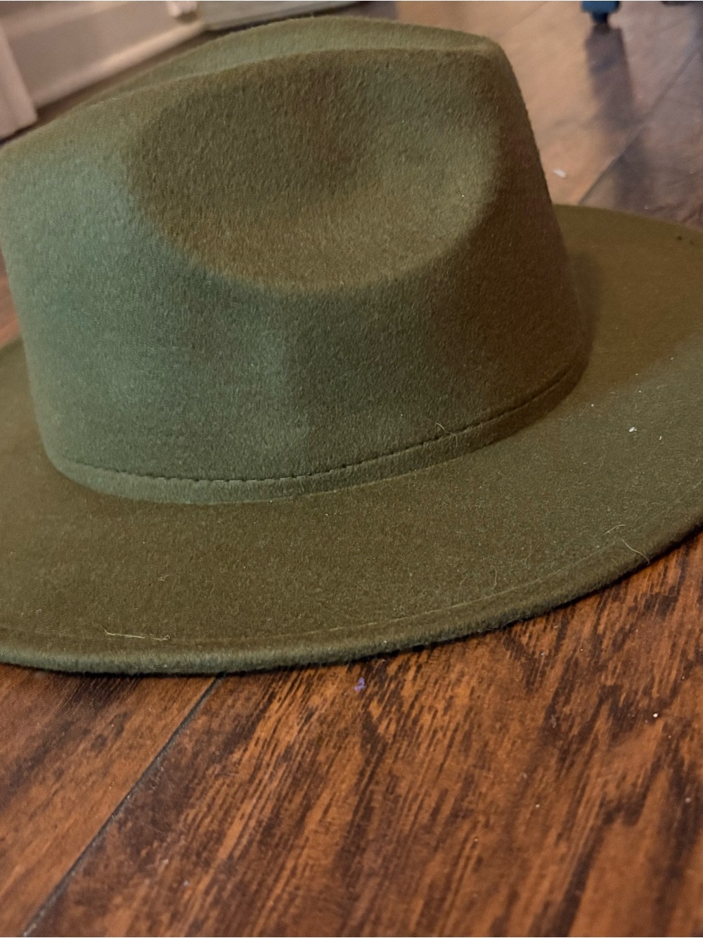 Women’s Olive Green Wool Adjustable Fedora Hat - Classic Wide Brim